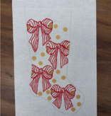 Canvas RED BOWS AND DOTS STOCKING  AB86