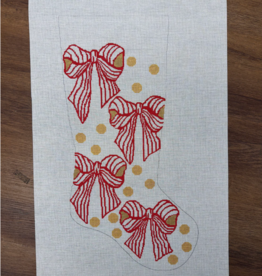 Canvas RED BOWS AND DOTS STOCKING  AB86