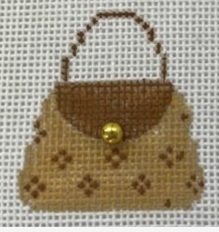 Canvas MINI PURSE  - TAN AND BROWN   HB77     1.5X1.5"