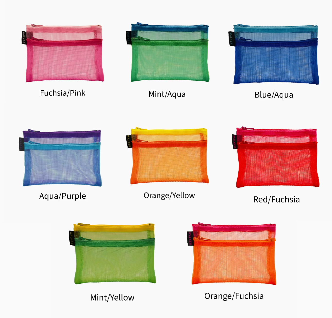 Accessories DOUBLE ZIPPER MESH  CASE   ASSORTED COLORS  11.5X16