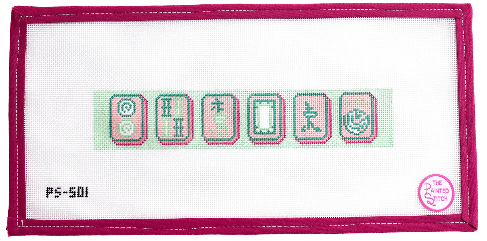 Canvas MAHJONG KEY FOB - PINK AND GREEN    PS501