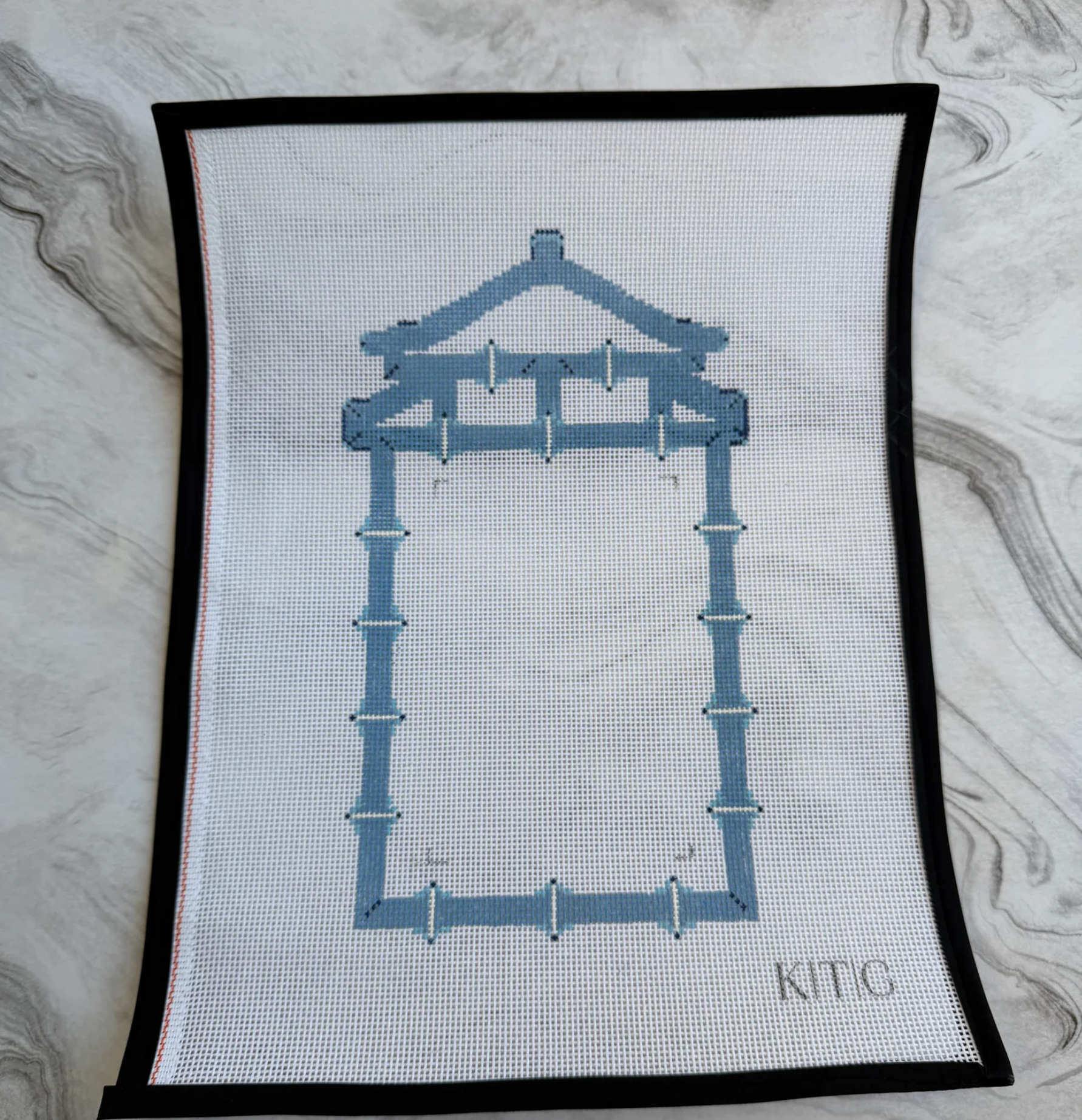 Canvas BLUE BAMBOO FRAME   K132    7X10.5"