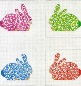 Canvas HEREND INSPIRED FISHNET BUNNIES COASTERS C0459