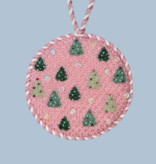 Canvas PINK WINTER TREES  ND13   4"ROUND