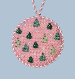 Canvas PINK WINTER TREES  ND13   4"ROUND