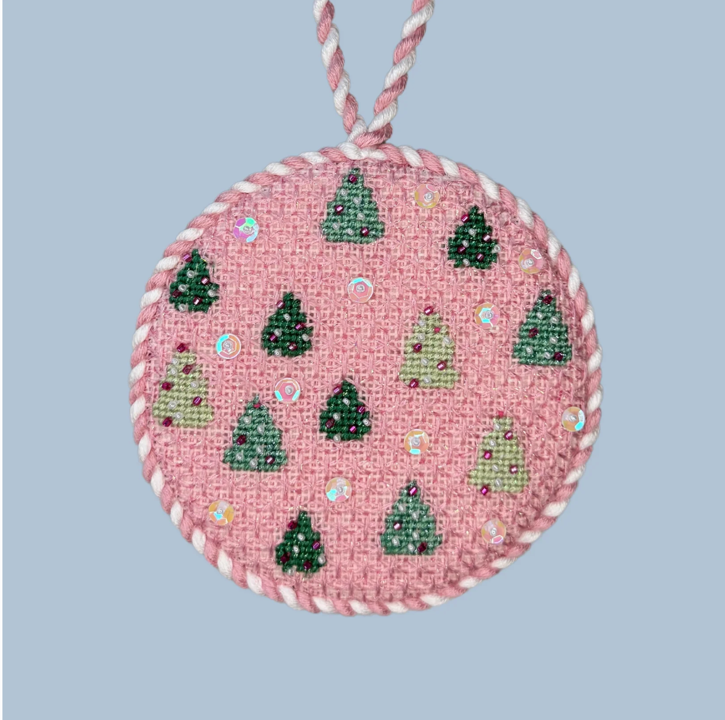 Canvas PINK WINTER TREES  ND13   4"ROUND