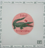 Canvas ALLIGATOR BABY FIRDT CHRISTMAS - PINK   4"ROUND