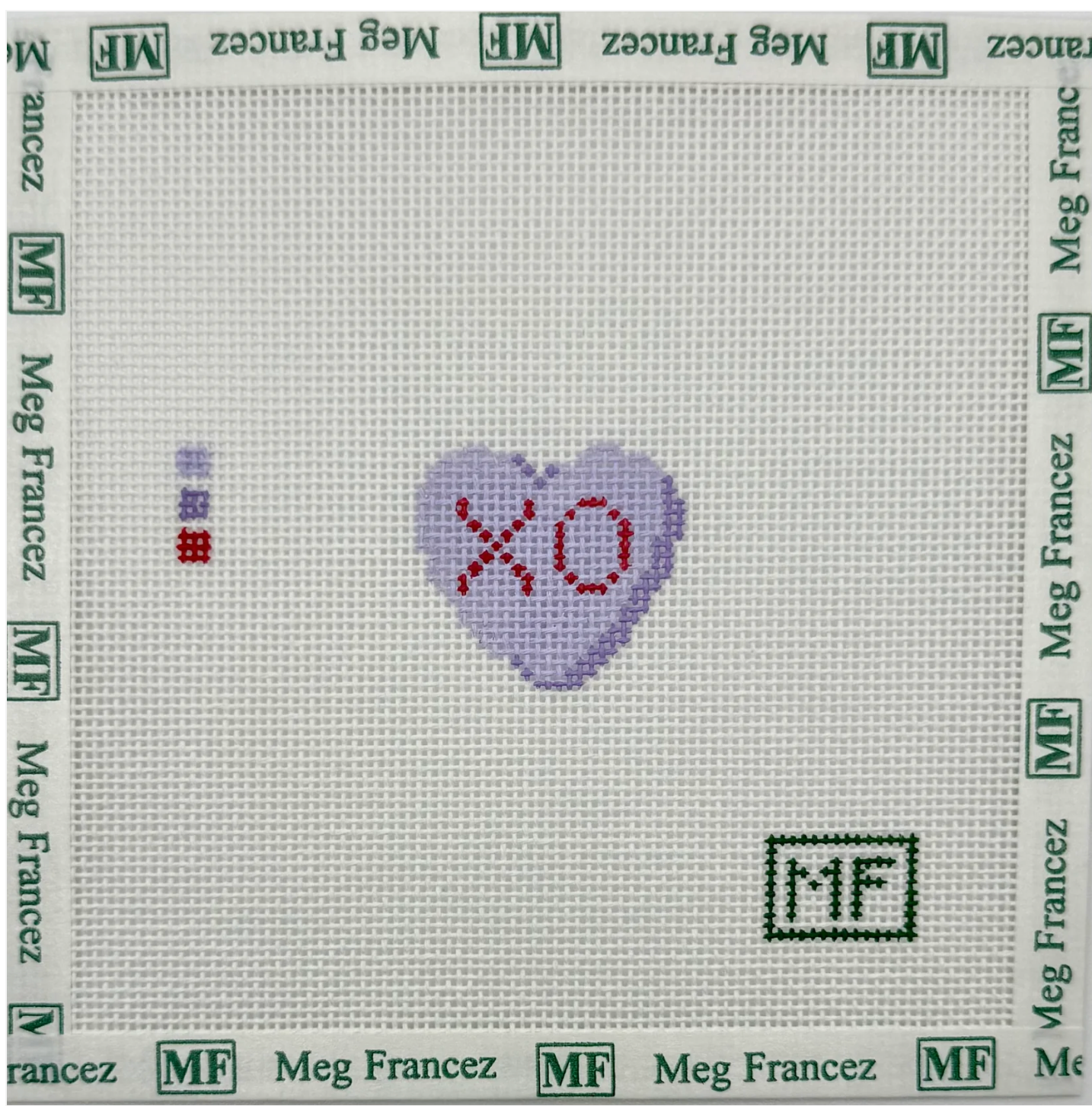 Canvas XO HEART MINI - LAVENDER   1.3X1.2"