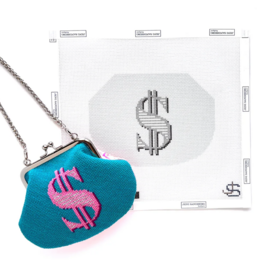 Canvas KISS LOCK BAG - DOLLAR SIGN   JS318A   5.2X7"