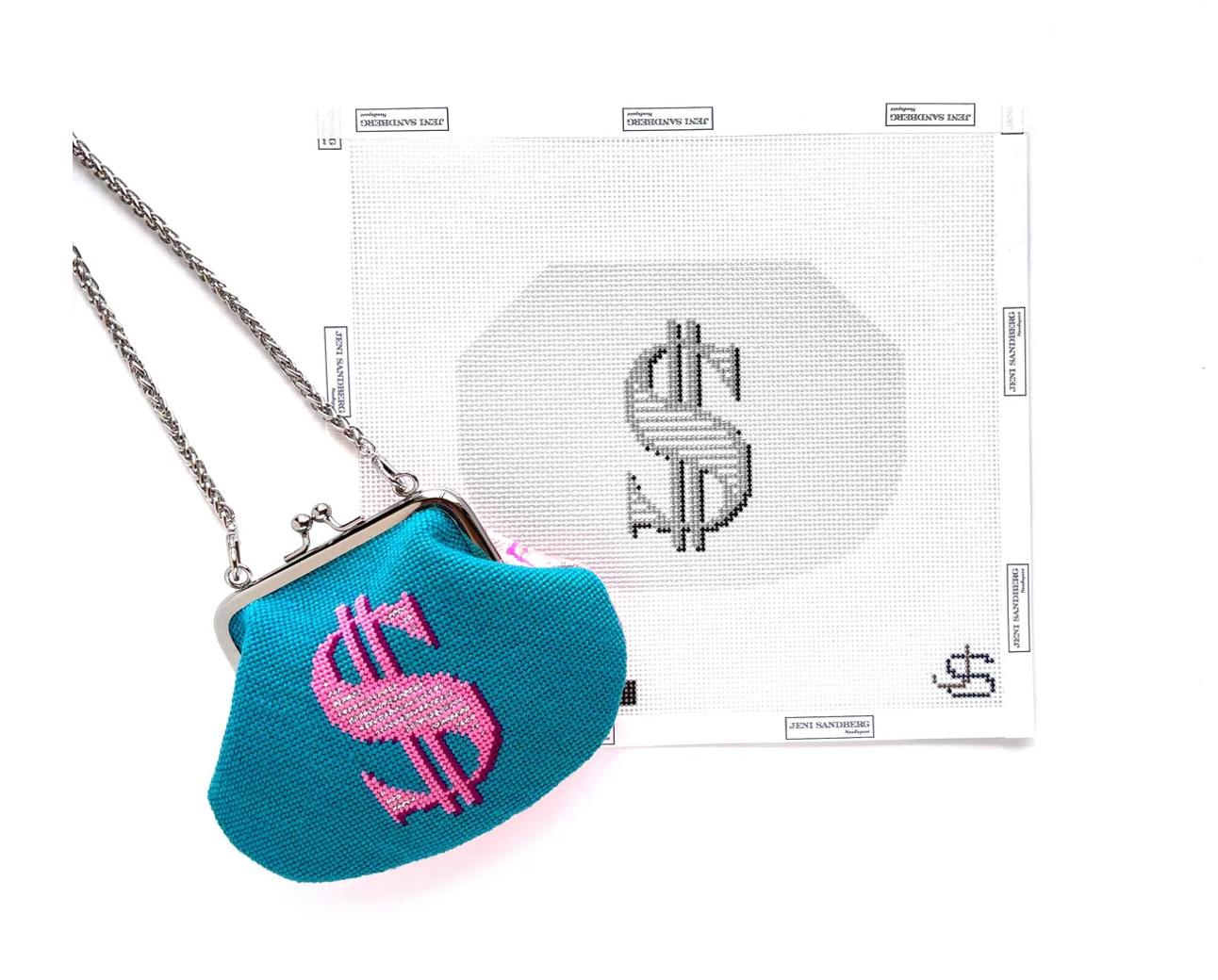 Canvas KISS LOCK BAG - DOLLAR SIGN   JS318A   5.2X7"