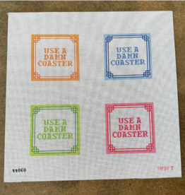 Canvas USE A DAMN COASTER SET OF 4   EACH 4X4X"