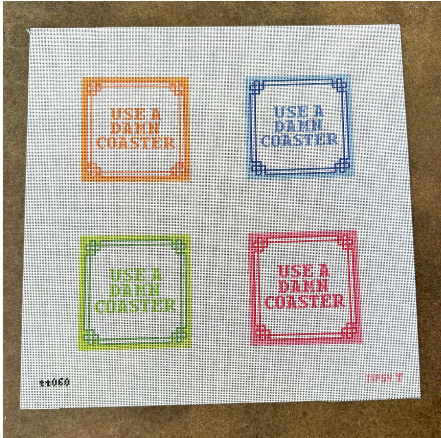 Canvas USE A DAMN COASTER SET OF 4   EACH 4X4X"