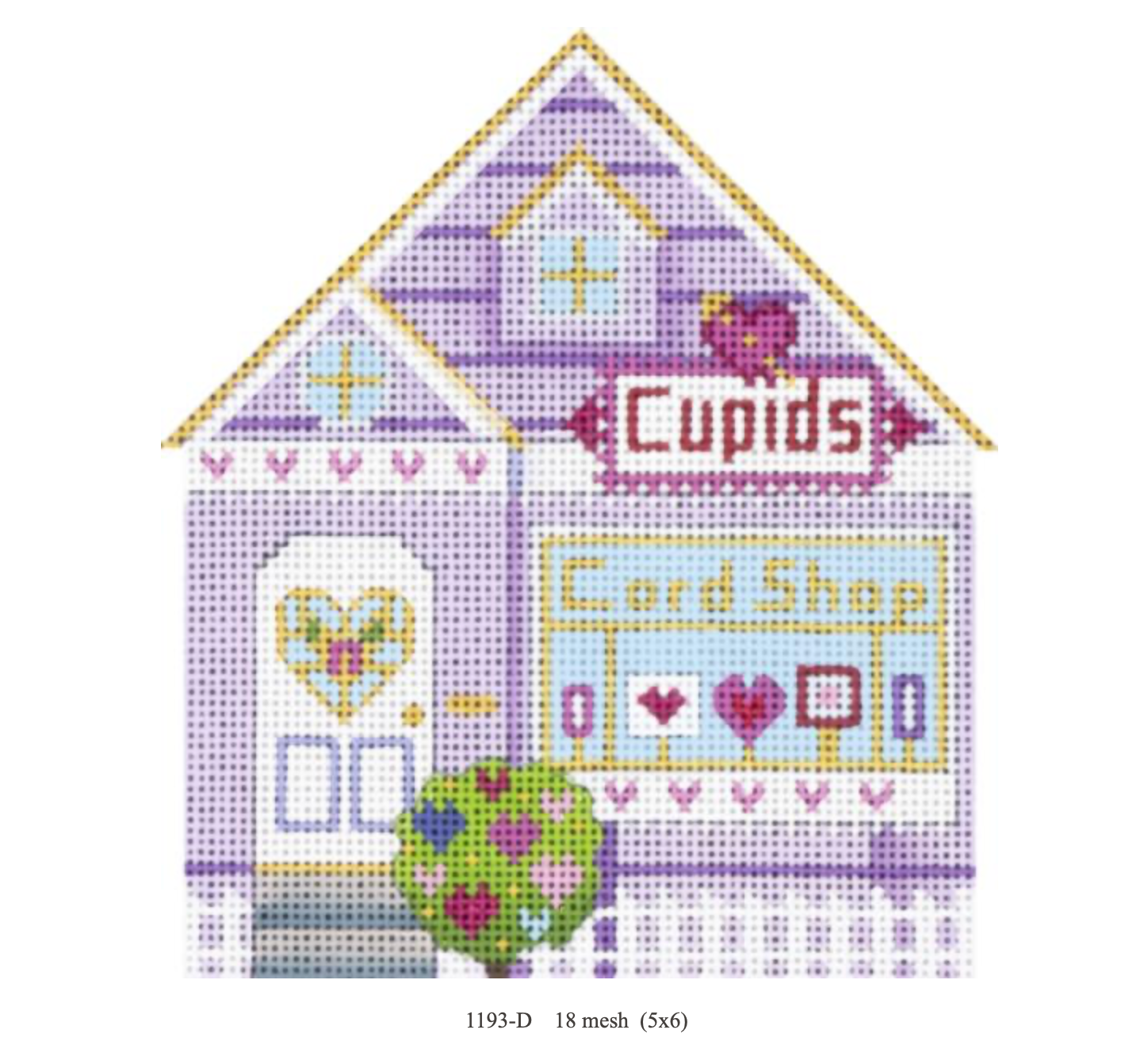 Canvas THIMBELINA  HEARTS TOWN SERIES  -  CUPIDS CARD    1193D  5X6"