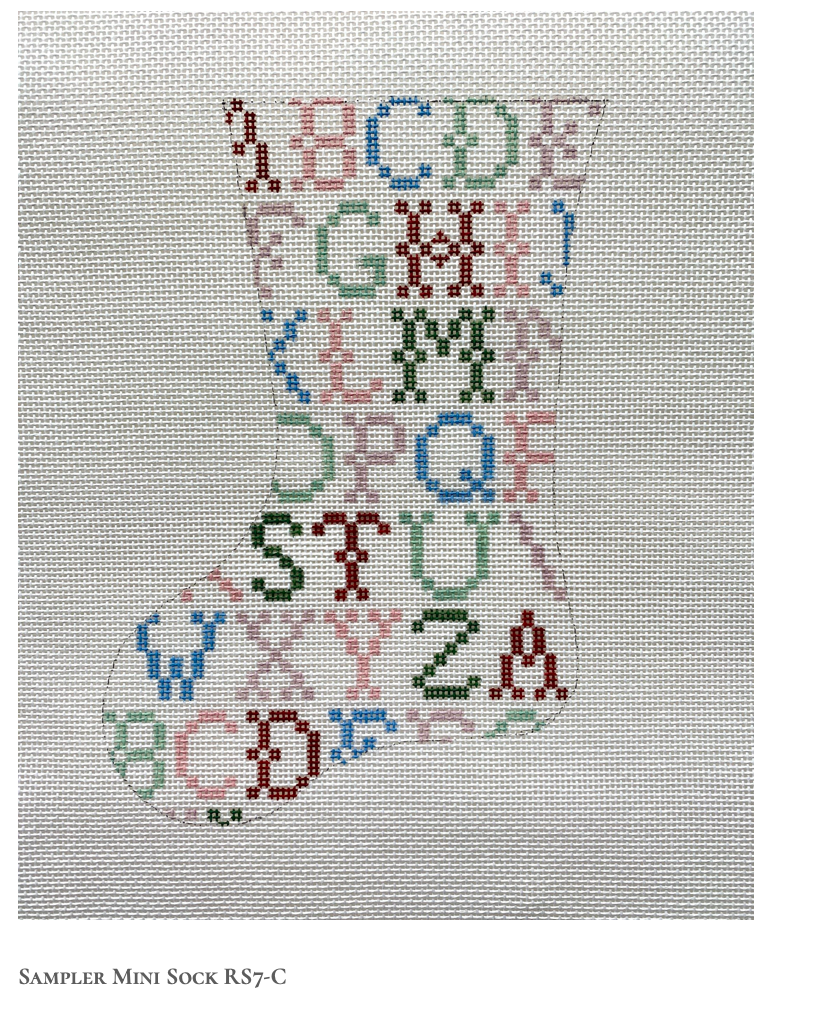 Canvas LITTLE WOMEN COLLECTION -SAMPLER MINI SOCK  RS7-C   7.5X5"