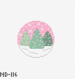 Canvas PINK WINTER TREES  ND116  3"ROUND