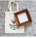 Accessories SELF FINISHING VEGAN-LEATHER TRAY   HOLD 6X6" CANVAS - COGNAC