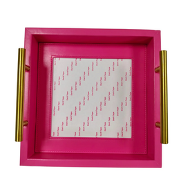 Accessories SELF FINISHING VEGAN-LEATHER TRAY   HOLD 6X6" CANVAS - HOT PINK