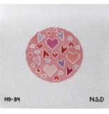Canvas CRAZY HEARTS   ND34    4"ROUND