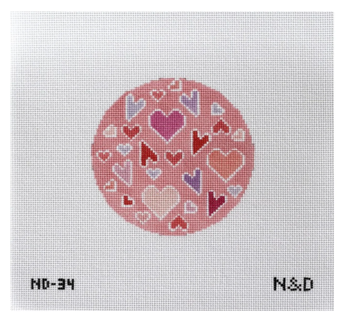 Canvas CRAZY HEARTS   ND34    4"ROUND