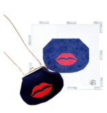 Canvas KISS LOCK BAG -RED LIPS ON NAVY   JS344B   5.2X7"