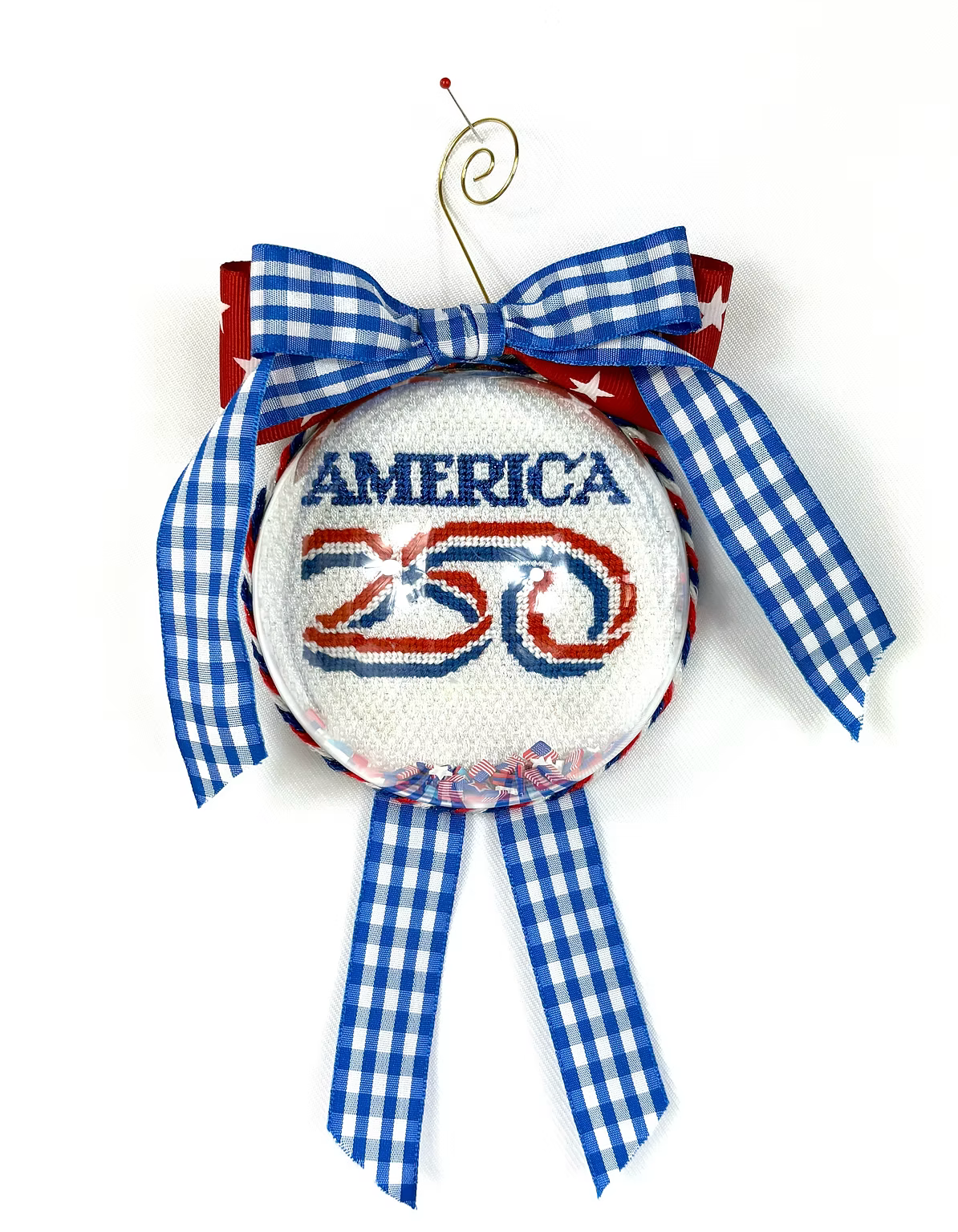 Canvas 250TH ANNIVERSARY DOME WITH CONFETTI  WITH STITCH GUIDE  OMD61  4"ROUND