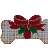 Canvas RIBBONS AND HOLLY DOG BONE    DG42   2.75X5"