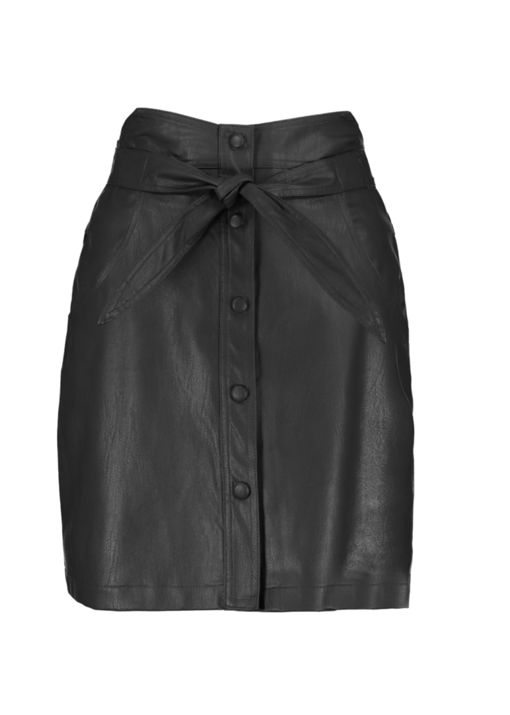 Vegan Leather Button Front Skirt