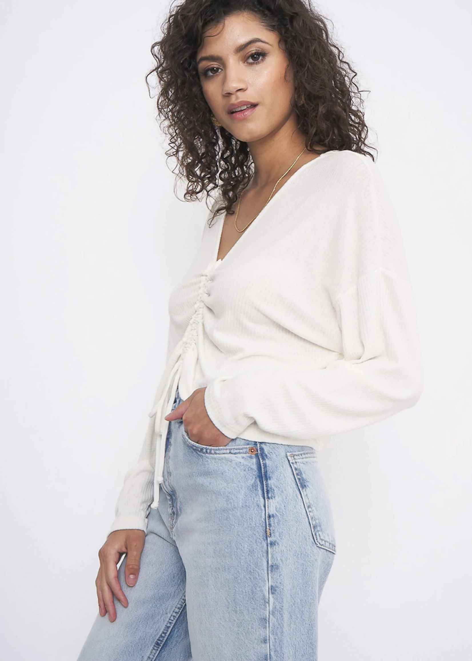 Project Social Tee As if Ruched Front Slouchy LS