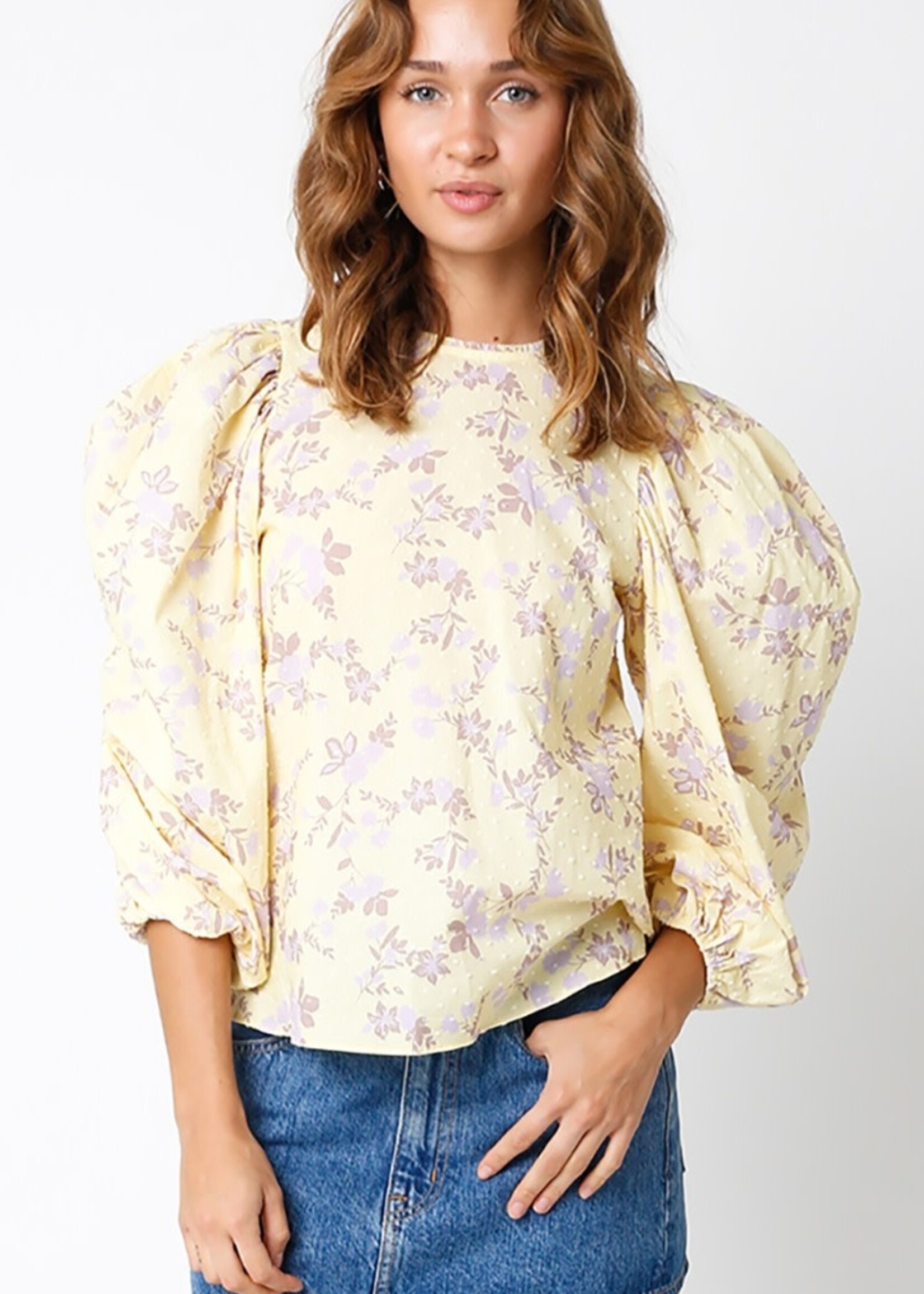 olivaceous Floral Yellow Blouse