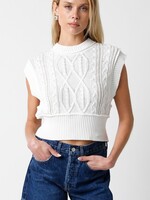 olivaceous White Sleeveless Crop Sweater