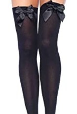 Thigh Highs Black with Satin  Black Bow