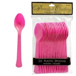 Hot Pink Plastic Spoons 20ct