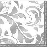 Silver Elegant Scroll Cocktail Napkin 16 ct