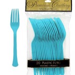 Plastic Forks Caribbean Blue 20 count