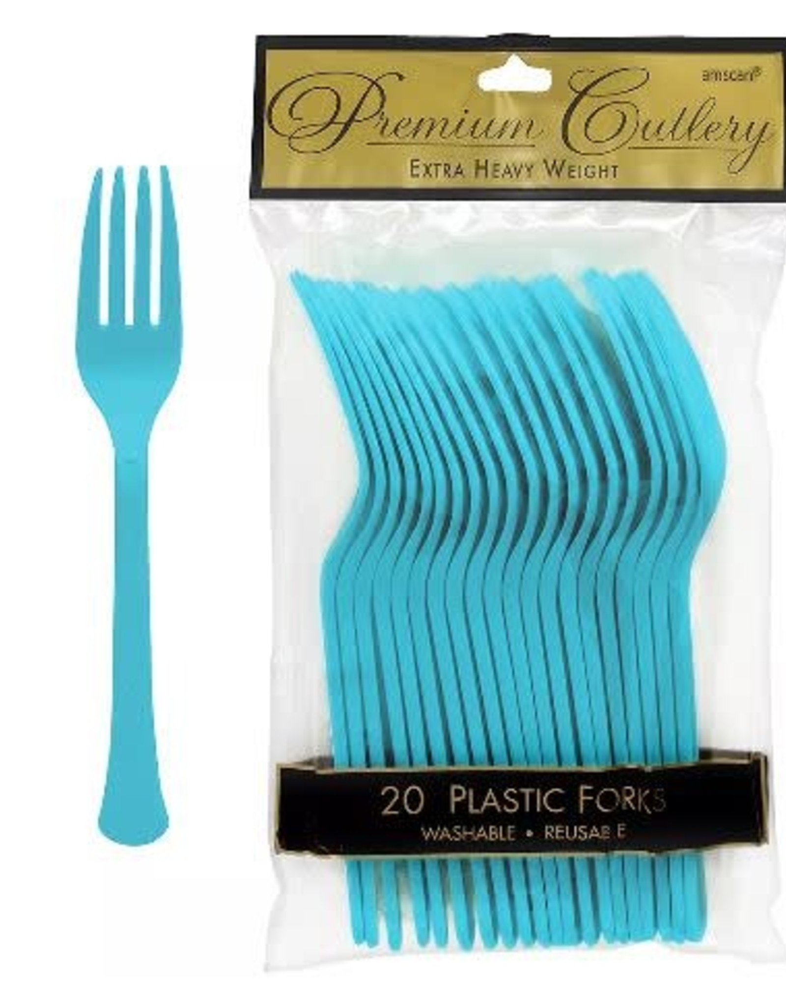 Plastic Forks Caribbean Blue 20 count