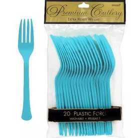 Plastic Forks Caribbean Blue 20 count