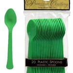 Festive Green Plastic Spoons