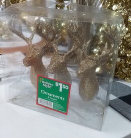 Ornaments gold Reindeer 3 count