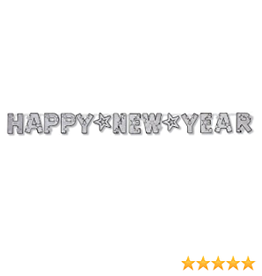 Silver Happy New Year banner