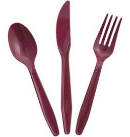 TOC Burgundy Cutlery 24 count