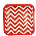 Wallys party factory Red Chevron Paper Plates Square