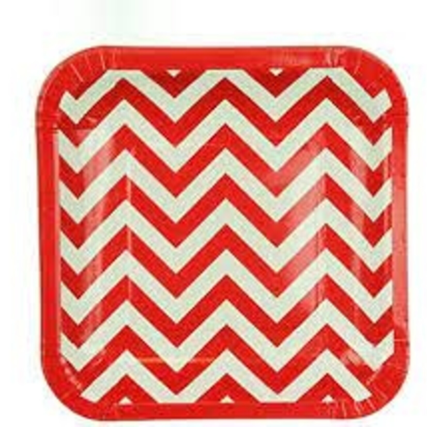 Wallys party factory Red Chevron Paper Plates Square