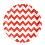 Wallys party factory Red Chevron Circular Paper Plates