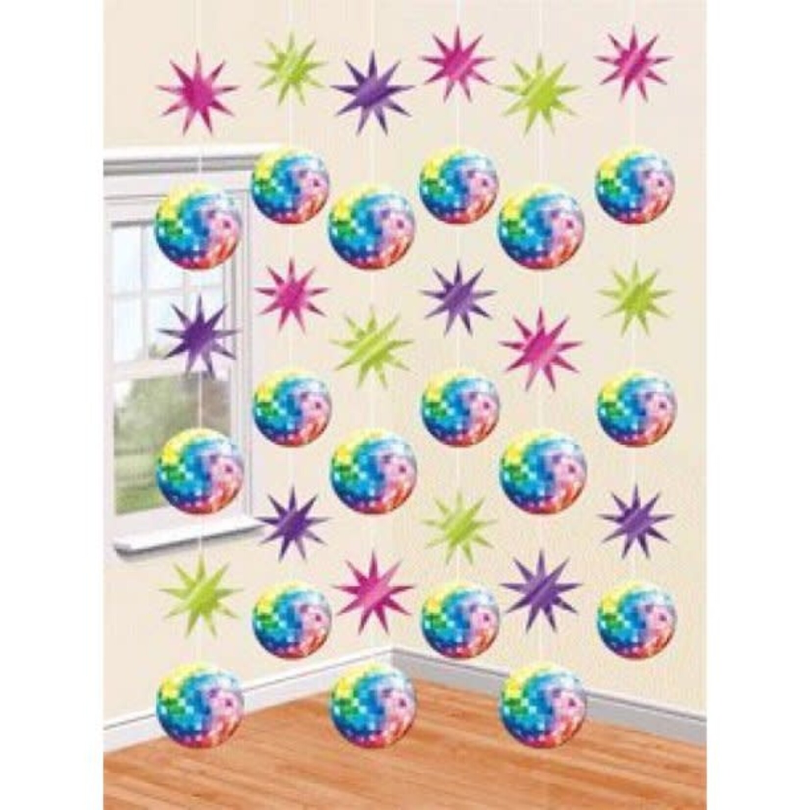 DISCO FEVER STRING DECORATIONS 6PCS