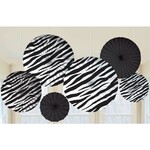 Wallys party factory Zebra Printed Paper Fan Decorations, 6pk
