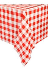 Wallys party factory Red and White Checked Plaid Plastic Tablecloths, 54" x 108"
