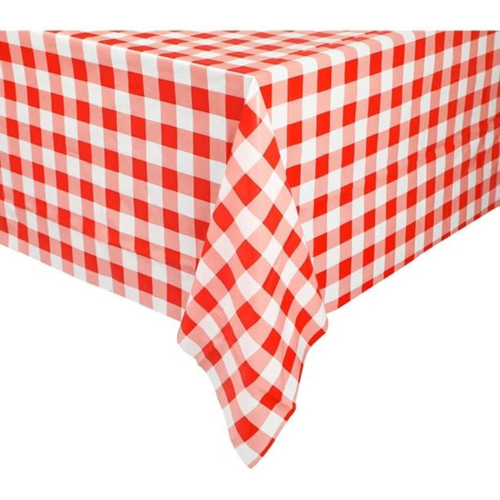 Wallys party factory Red and White Checked Plaid Plastic Tablecloths, 54" x 108"