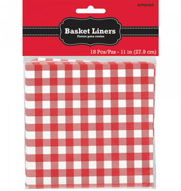 Picnic Party Red Gingham Paper Basket Liners