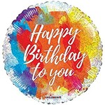18"  Happy Birthday Watercolors Balloon