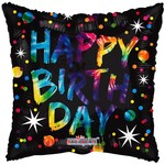 18" B'day Stars & Dots Black
